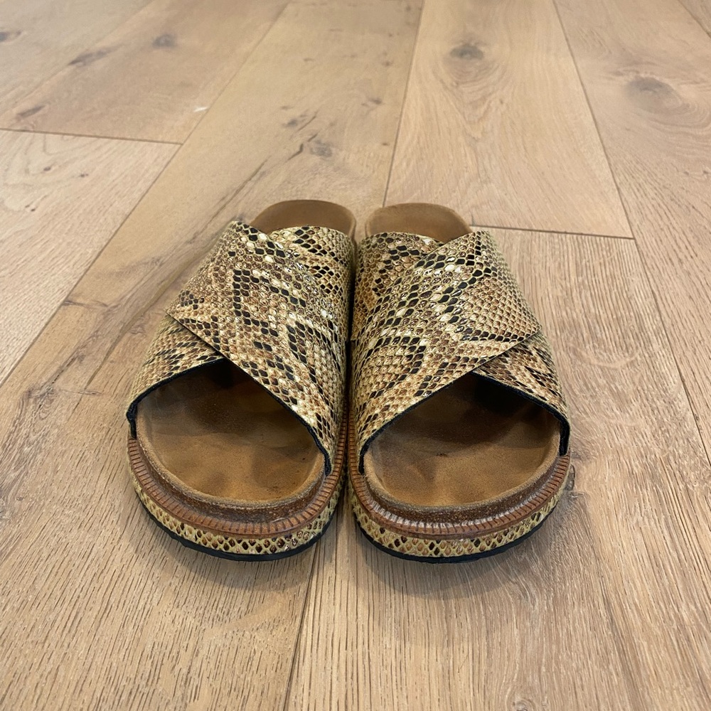 Free People Sidelines Footbed Snakeskin Sandals size US 8/EU 38